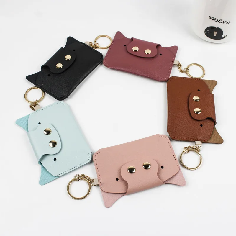 

1PC Coin Purse New Creative Cartoon Card Holder Simple Pig Bus Card Holder with Key Ring Student Girl Wallet Purses for Women