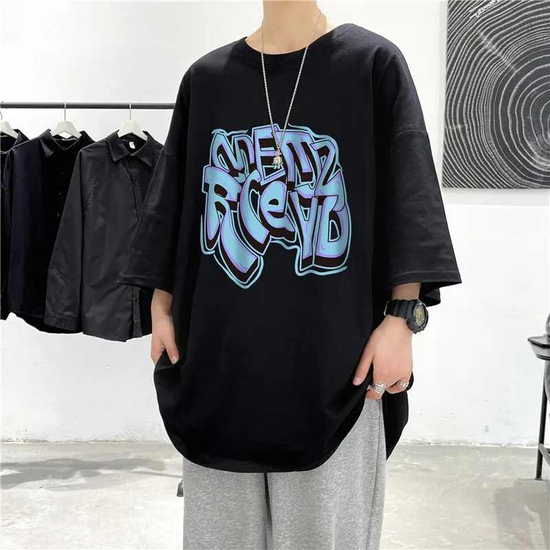 

Men's Top 2022 Summer New Cotton Short-sleeved T-shirt Men's Tide Brand Hip-hop Five-point Sleeve Loose Half-sleeve Tide Clothes