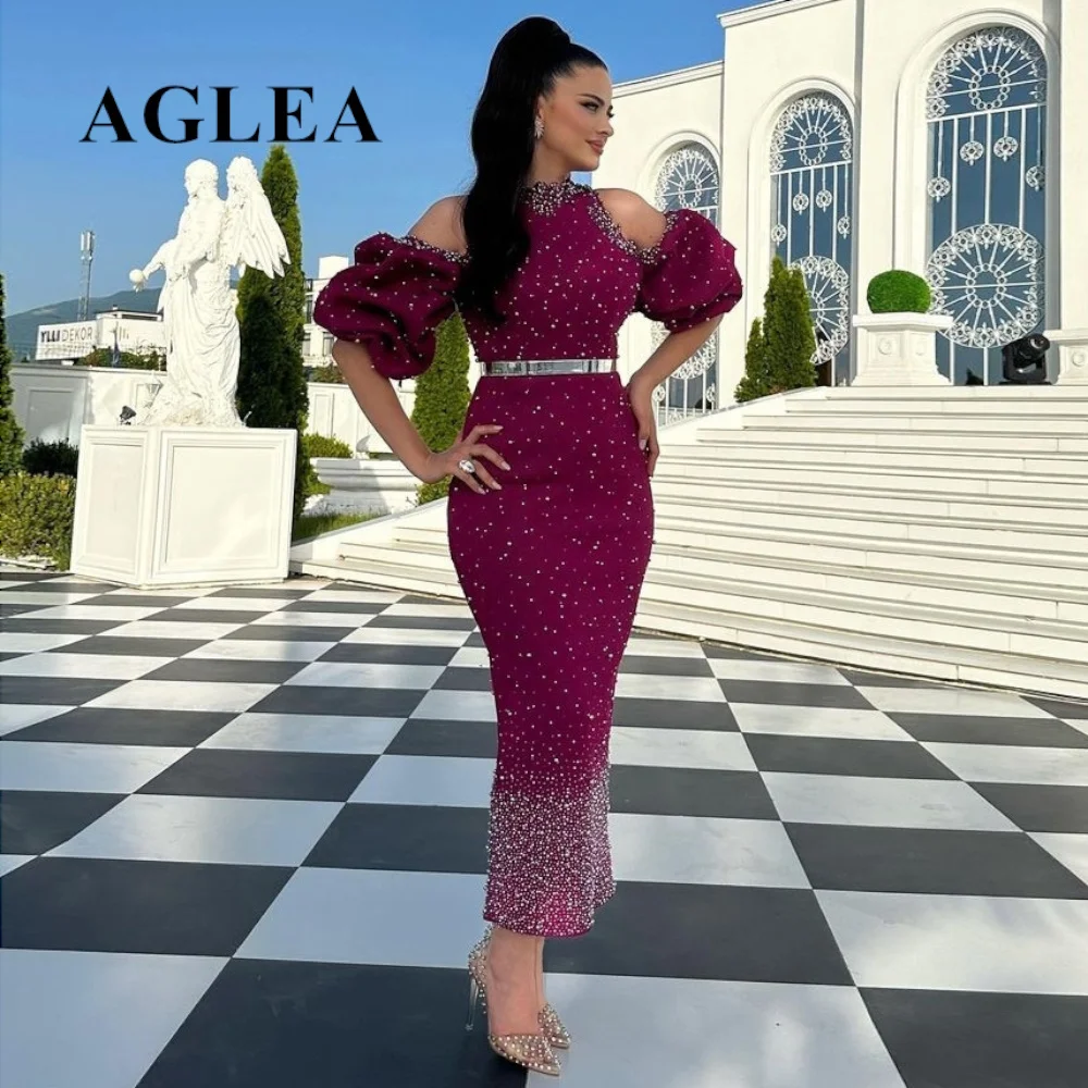 

Женское вечернее платье-Русалка AGLEA, роскошное коктейльное платье ручной работы с бисером, длиной до щиколотки, для торжественных случаев и выпускного вечера, 2023