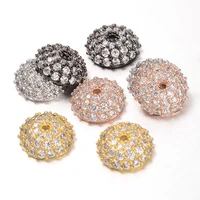 20pcs 4 colors apetalous half round brass micro pave cubic zirconia bead end caps for jewelry making needlework diy accessories