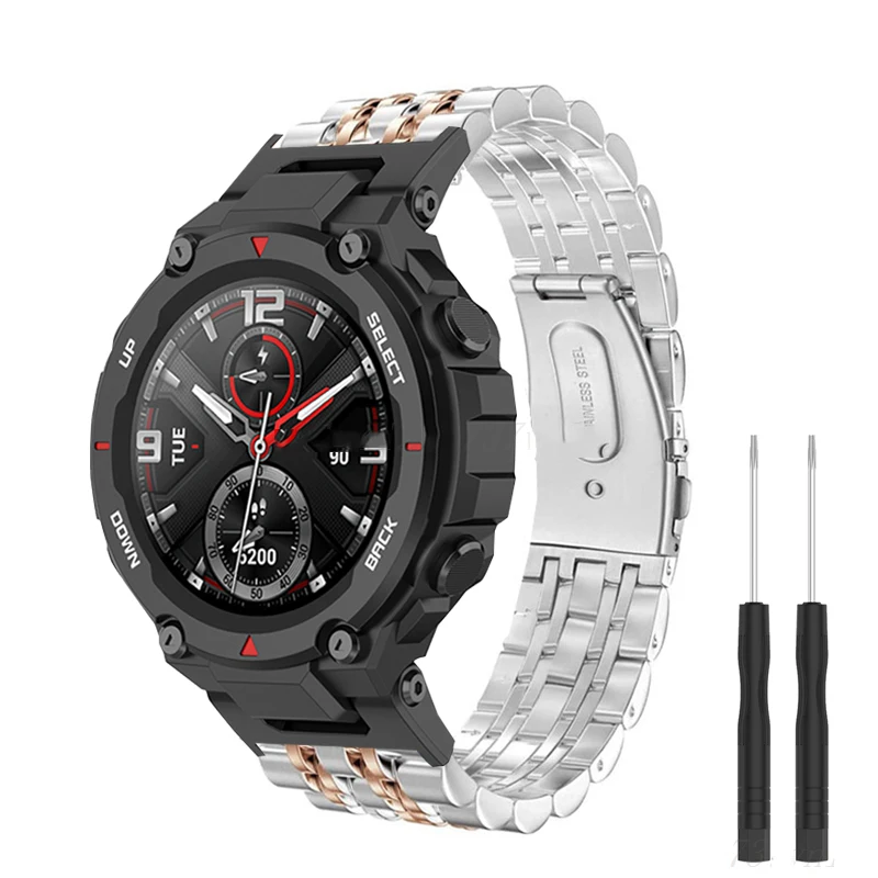 Stainless Steel Strap For Amazfit T Rex 2 Smart Watch Band Metal Bracelet For Xiaomi Huami Amazfit T-Rex 2 Trex Pro Wrist Correa
