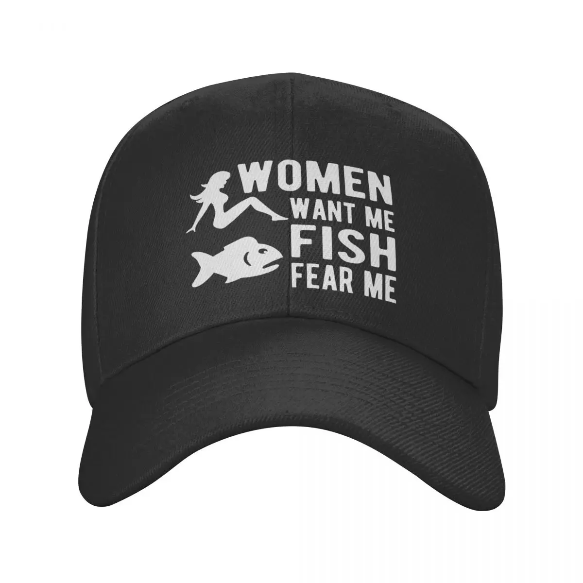 

New Custom Women Want Me Fish Fear Me Baseball Cap Men Women Adjustable Funny Fishing Dad Hat Sports Snapback Caps Summer Hats
