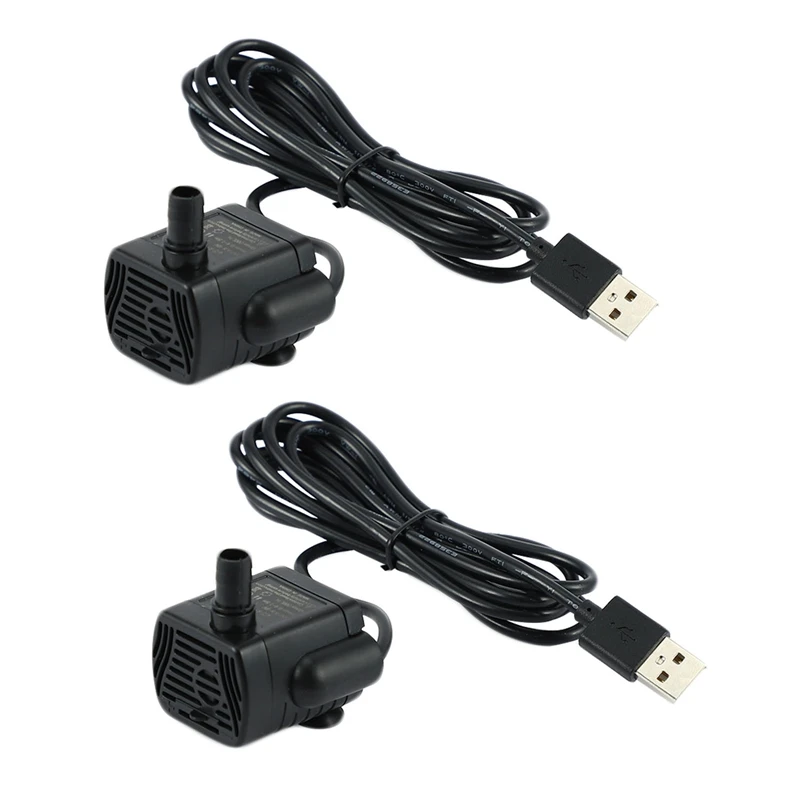 

2X Ultra-Quiet Mini Brushless Usb Water Pump 5V 70Cm Submersible Fountain Aquarium Circulating