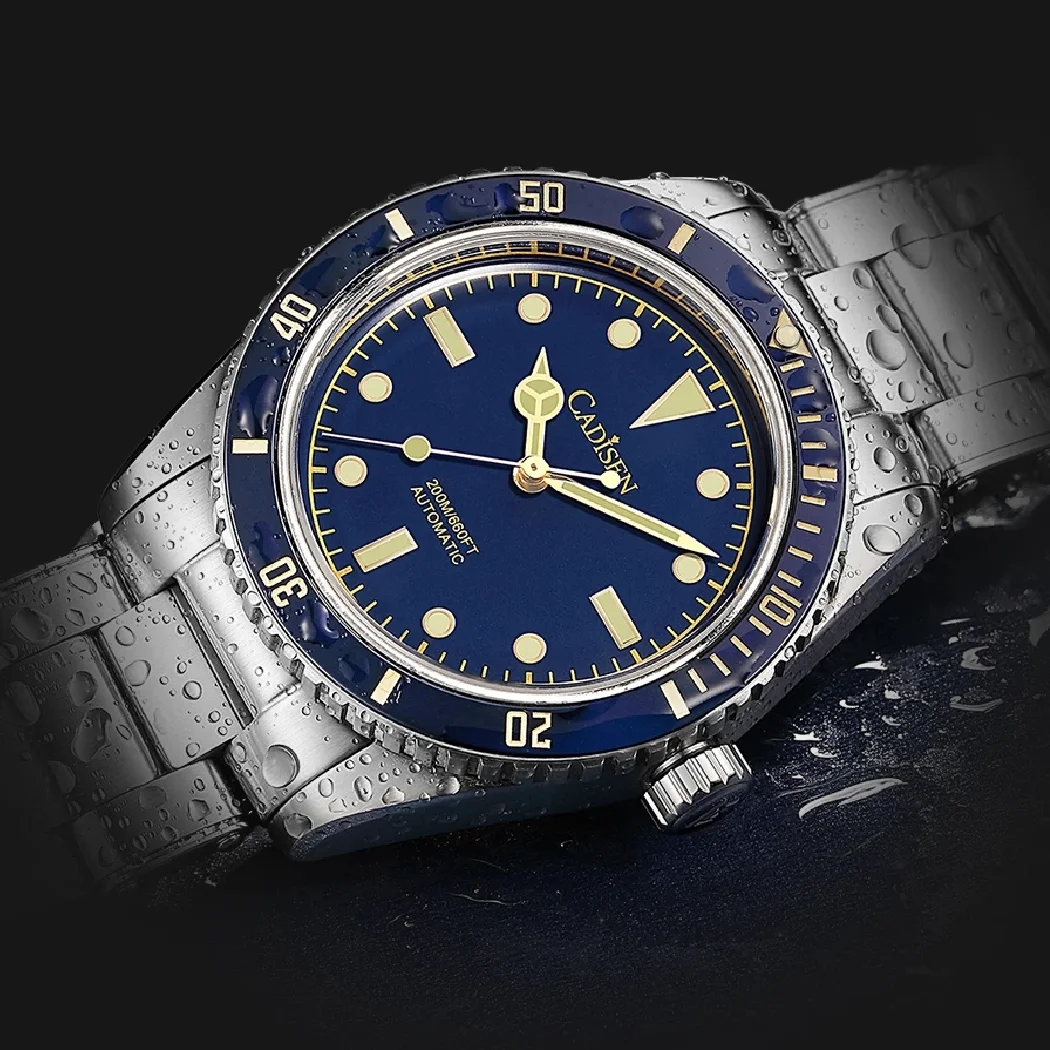 

Часы мужские механические водонепроницаемые с сапфировым стеклом, 38 мм, 20 бар