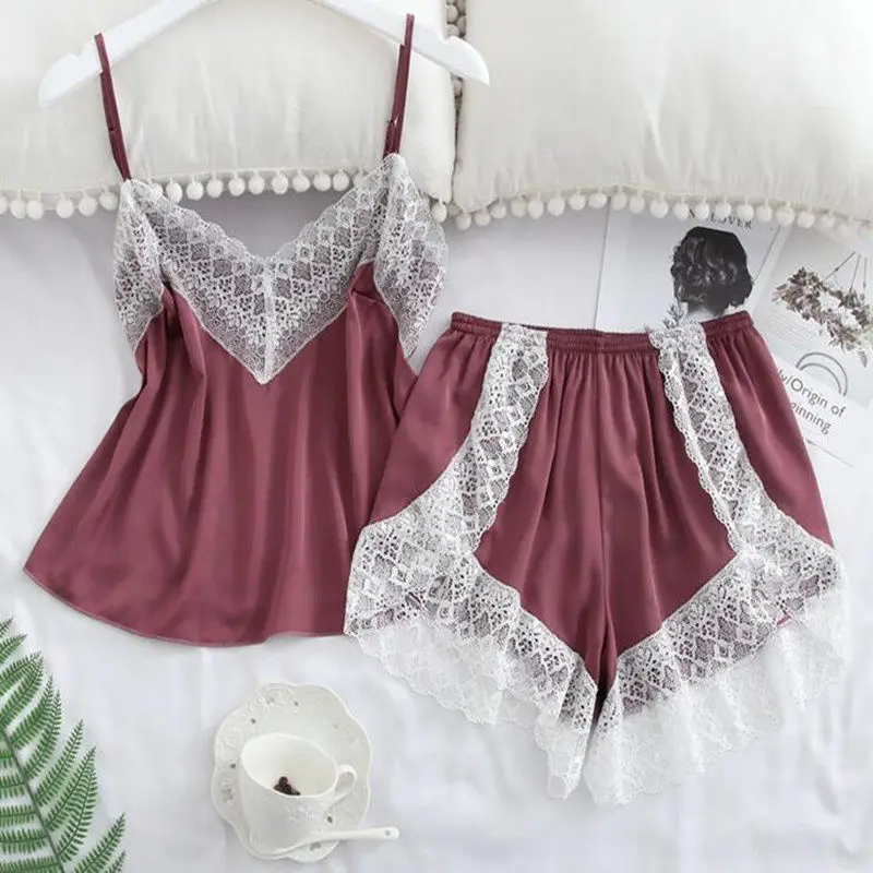 Sleepwear Set Short Pajamas Women Lace Sexy Tops Shorts Summer Loungewear Fashion Soft Women Clothing Homewear Suit 2022 New