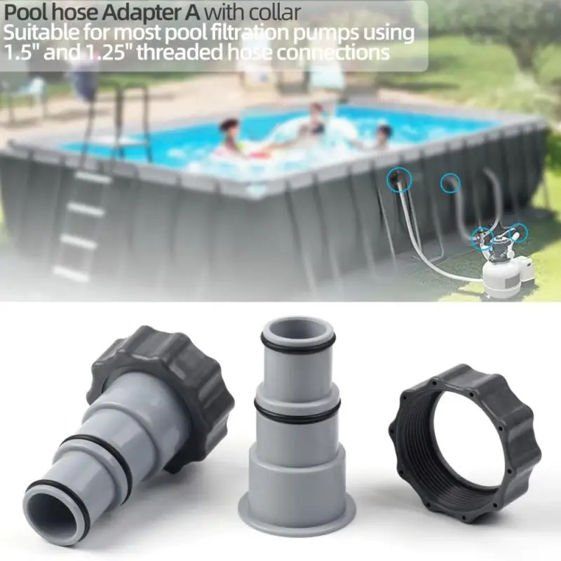 

1PC Replacement Hose Adapter A W/Collar For Threaded Connection Pumps For Plunger Valve Pool Drain Swimming Pool Intex Fit ARU