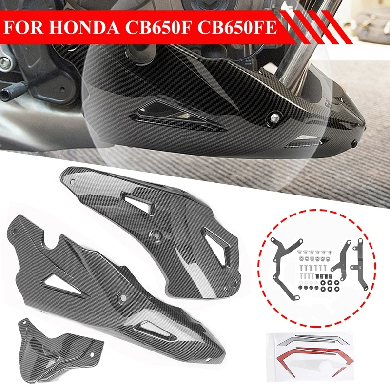 

Motorcycle Engine Lower Fairing Front Spoiler Air Dam Cover Protector for Honda CB650F CB650FE 2014-2021 Carbon Fiber