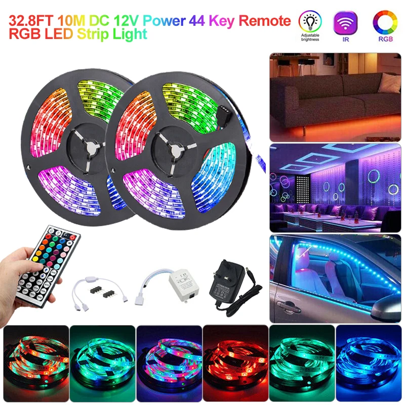 

Светодиодная Водонепроницаемая ленсветильник SMD3528, 600 светодиодов, 44-клавишный пульт, 12 В постоянного тока