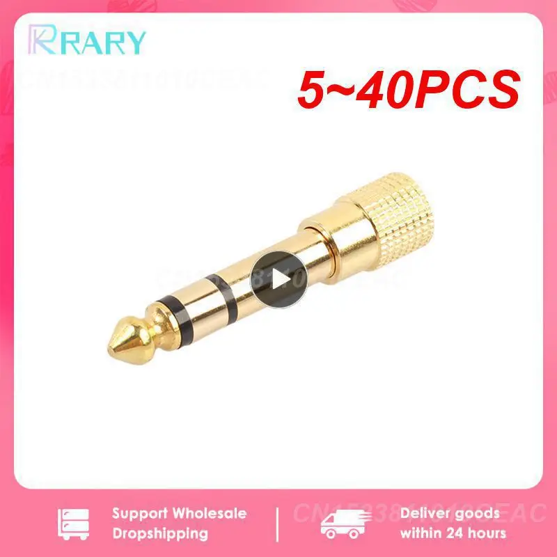 

5~40PCS Gold 6.3mm 1/4" Male Plug to 3.5mm 1/8" Female Jack Stereo Headphone Audio Adapter Home Connectors Adapter Microphone