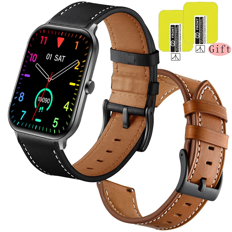 

Leather Watch band For SoundPEATS Smart Watch 3 strap Wristband For SoundPEATS Smart Watch3 Screen Protector Film