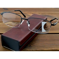 half rim memory metal temples photochromic progressive multifocal reading glasses 0 75 to 4 with pu case in picture
