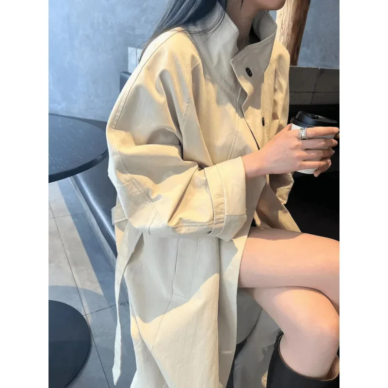 Элегантный тренчкот средней длины на весну и осень в Корейском стиле Модный