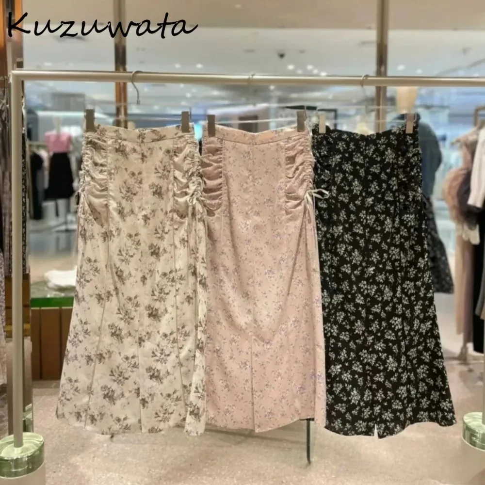 Универсальная облегающая юбка Kuzuwata с принтом милая повседневная средней длины