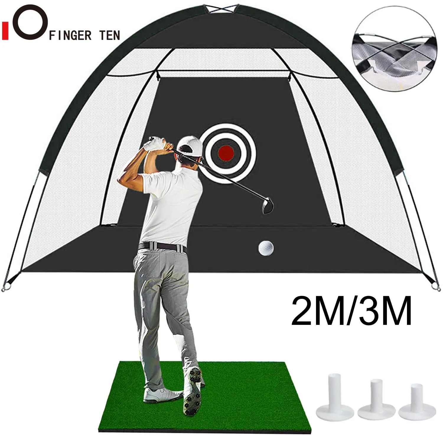 

2M 3M Practice Golf Net & Mat Pop Up Chipping Hitting Batting Cage Indoor Outdoor Garden Grassland Golfer Training Drop Shipping