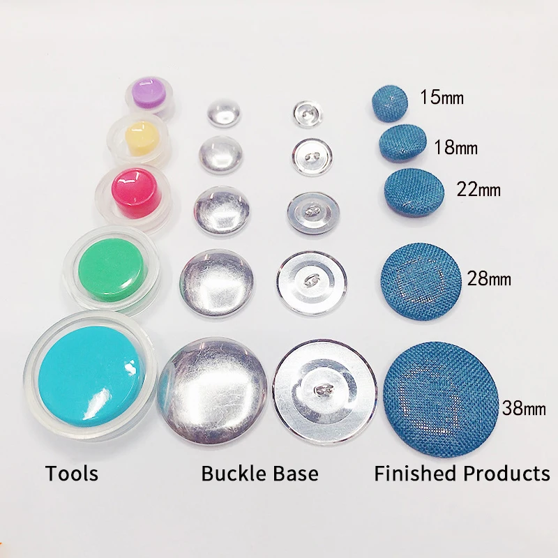 

Cover Buttons Kit Diy Button Craft Kits Solid Fabric Cloth Covered Flat Back Buckle Base with Tools Sofa Decoration Handmade