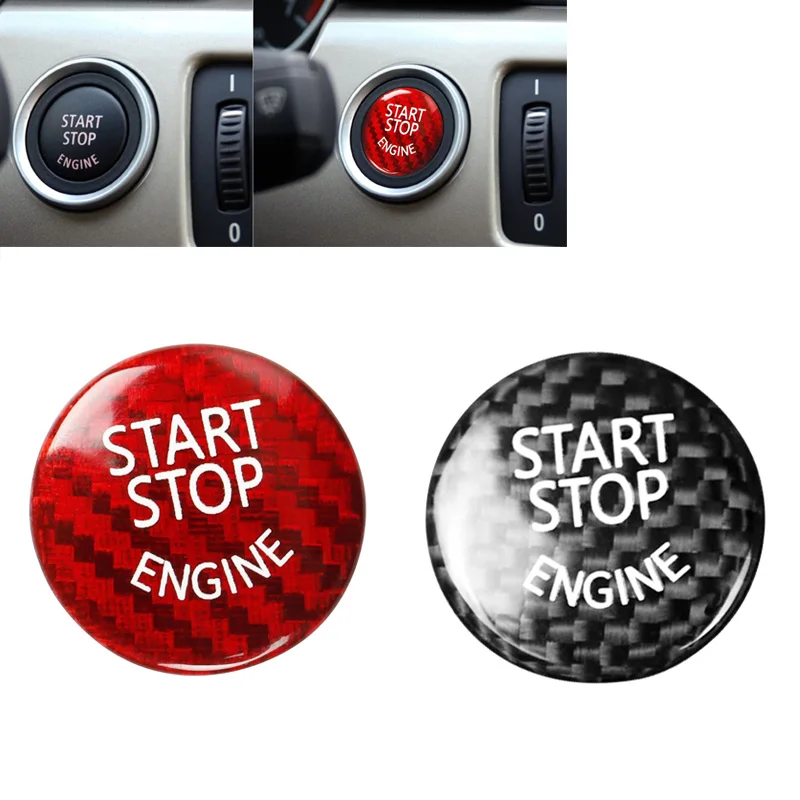 

For BMW F25 F26 F01 F02 F04 F06 F12 F10 1 3 Series E70 Car Engine Start Stop Switch Button Sticker Cover Red/Black Carbon Fibre