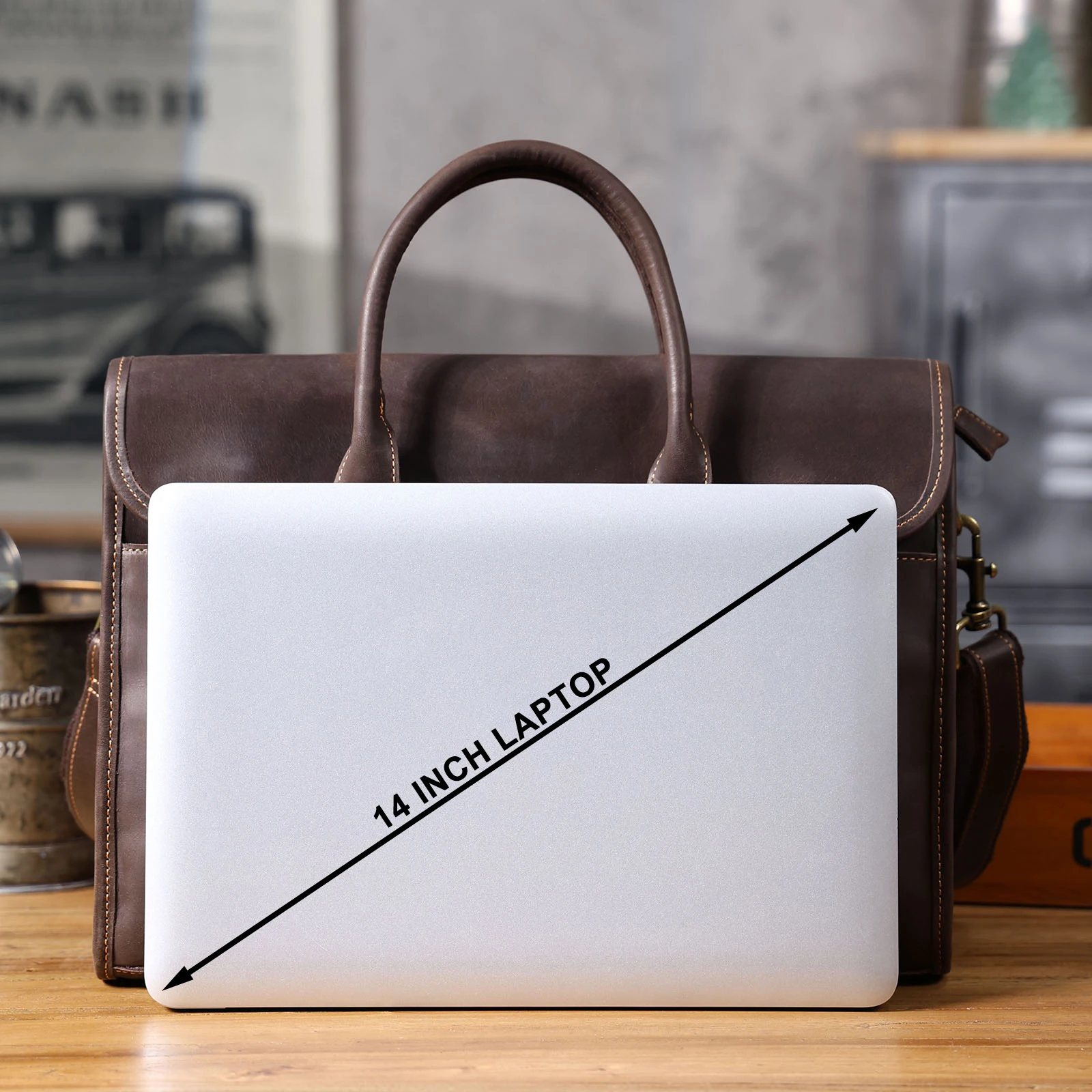 Мужской винтажный портфель из натуральной кожи