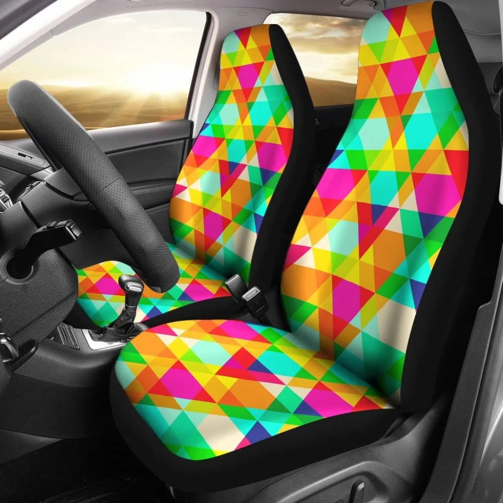 

Rainbow Abstract Colorful Design Car Seat Cover,Pack of 2 Universal Front Seat Protective Cover