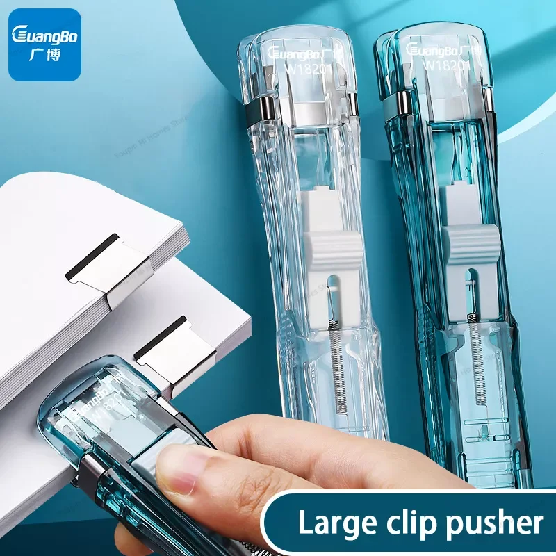 

Hand Paper Clipper With Refills Metal Clip Stapler Paper Clips Push Staple Push Clamp Fixing Binding For Document File Stationer