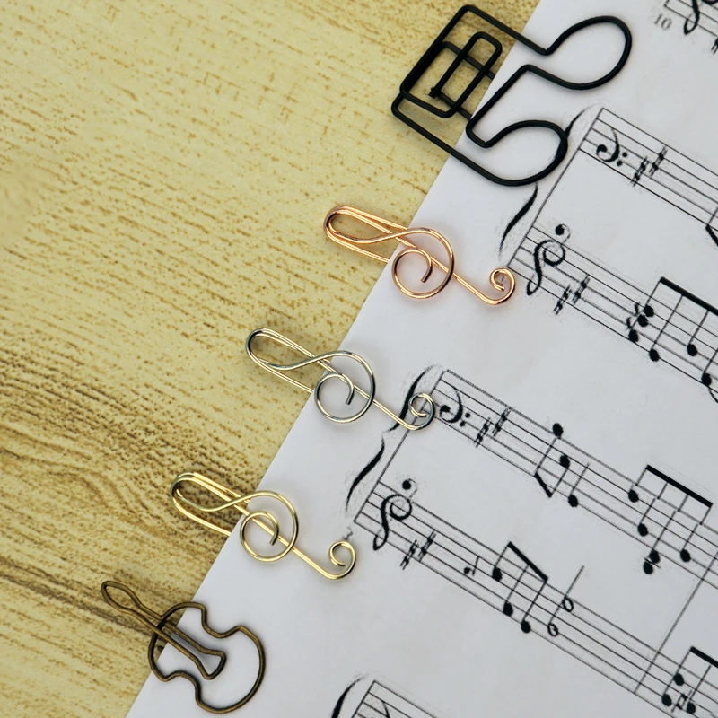 

Note Paper Clip Guitar Musical Instrument Shaped Bookmark Music Stationery Cute Paper Clips Decorative Rose Gold Stationery