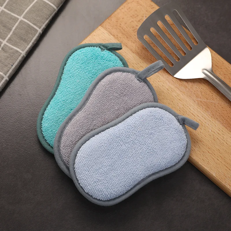 

Новая подвесная двухсторонняя губка для мытья посуды, Мочалка для мытья посуды, кухонная Чистящая салфетка для удаления загрязнений, кухон...