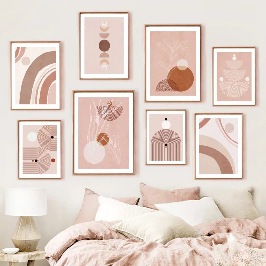 

Boho Sun Rainbow Ocean Plants Lines Abstract Nordic Wall Art Canvas Painting Posters And Prints Pictures For Living Room Decor