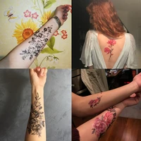 new 2022 waterproof temporary tattoos peony lotus peach rose designs body art fake tattoo sticker women tattoo paper 21x10cm