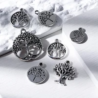 10 20pcs vintage antique silver color hollow life tree charms plant pendant for diy necklaces jewelry making handmade jewelry