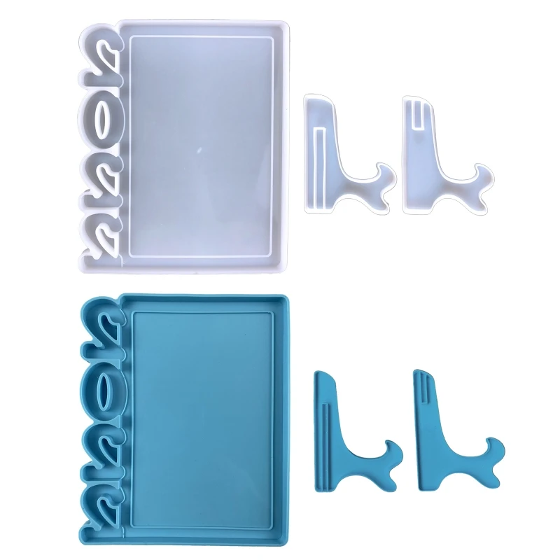 

2022 New Silicone Clock Storage Stand Mold Epoxy Resin 2022 Photo Frame Mold for Decor