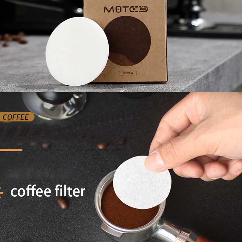 

100pcs Espresso Machine Handle Special Round Powder Bowl Filter Paper Secondary Coffee Filter Paper 51/53/58mm Universal