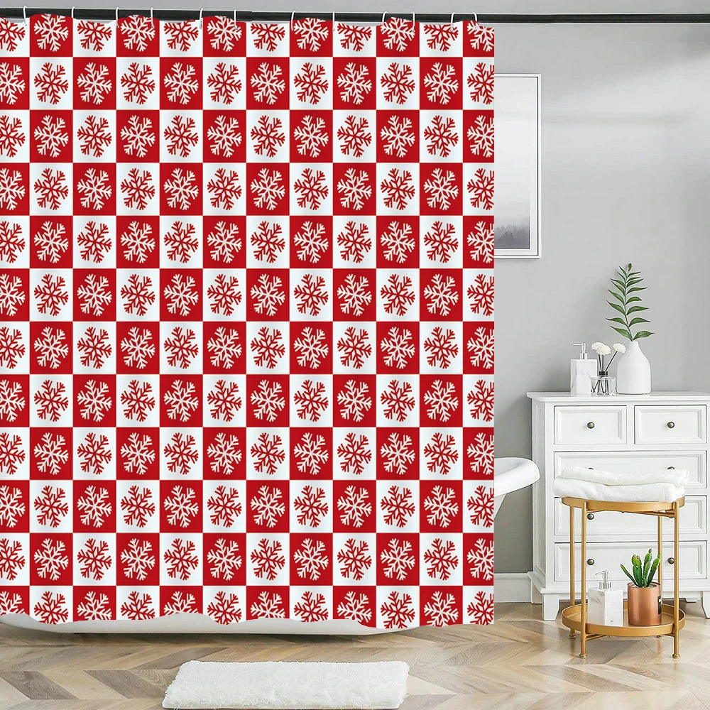 

Merry Christmas Santa Claus Snowman Snowflake Shower Curtains Bathroom Curtain Decoration Waterproof Polyester with Hooks
