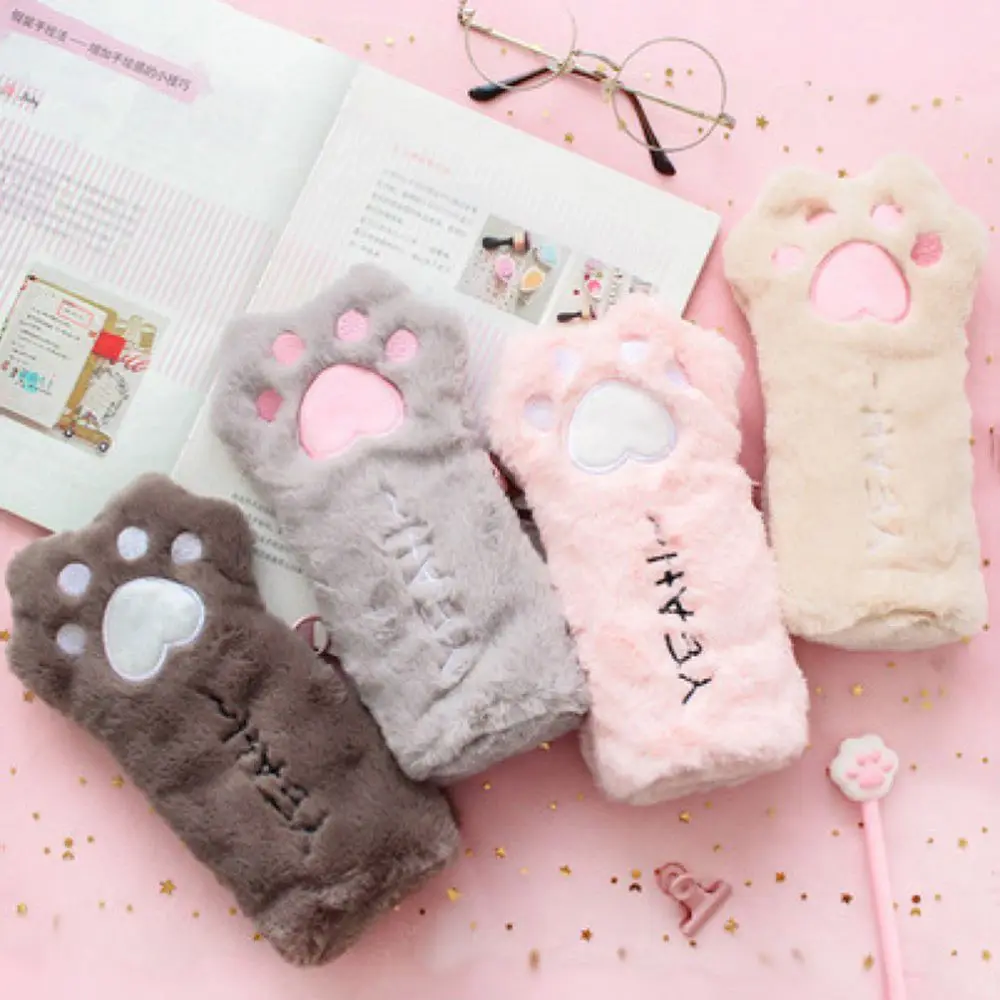 

Creative Cute Plush Cat Claw Pen Pencil Bag Case Cosmetic Makeup Pouch Coin Purse Stationery Zipper Bags School Office Supplies