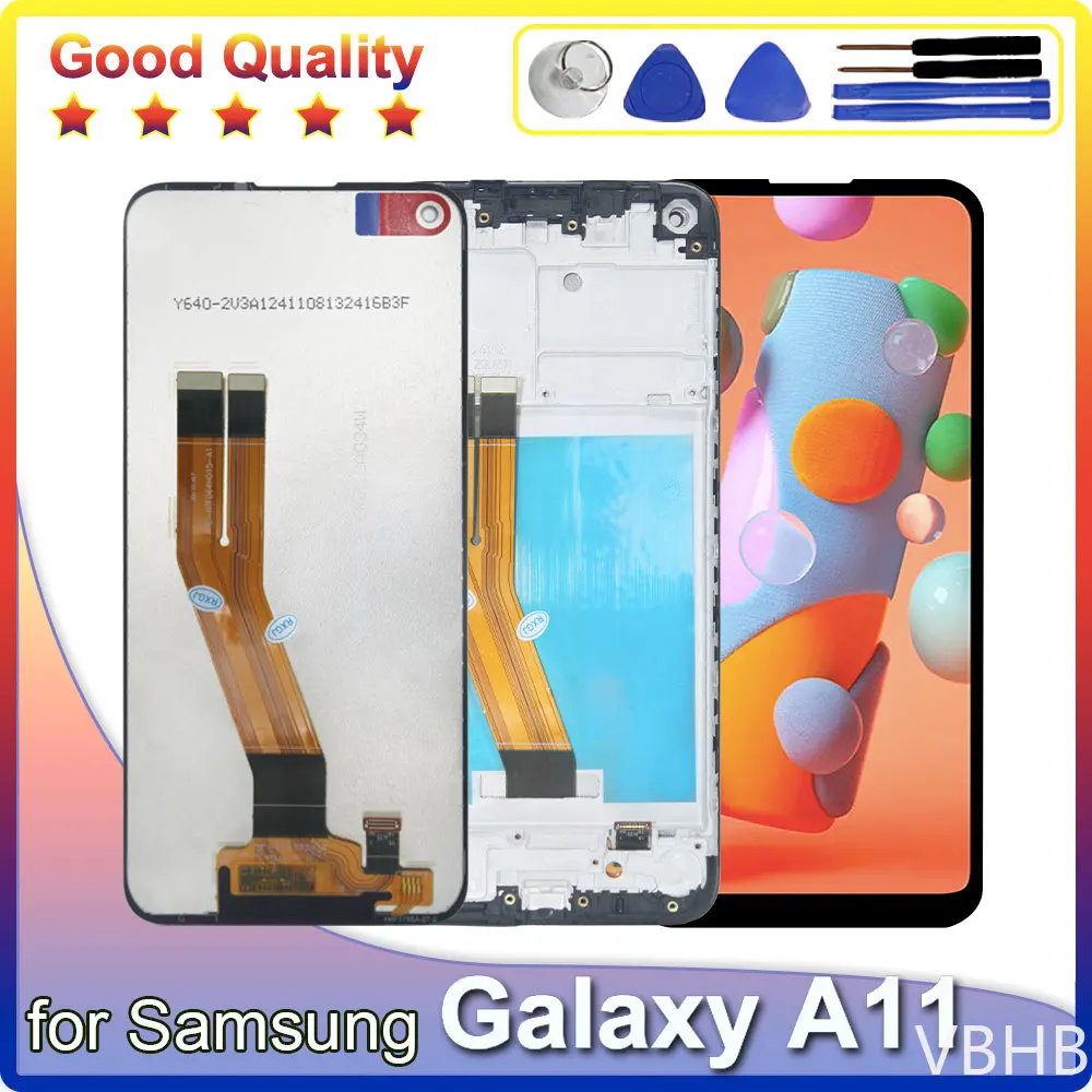 Фото Для Samsung Galaxy A11 A115f LCD-дисплей с сенсорным экраном и диджитайзером, Samsung A115m A115u с рамкой, запчасти для ремонта экрана телефона. №1