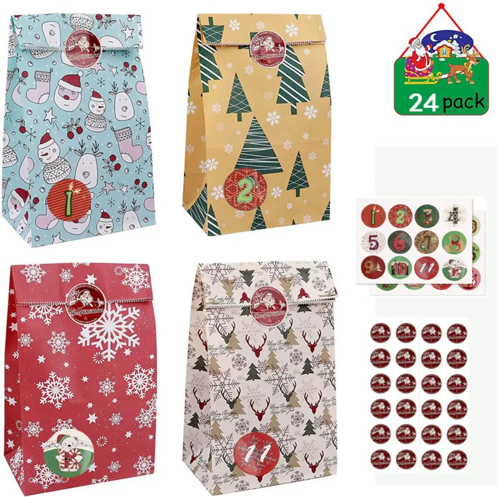 

Kraft Paper Candy Cookie Bag Santa Claus Snowman Christmas Gift Packing Bags Xmas Navidad New Year Party Decor Supplies