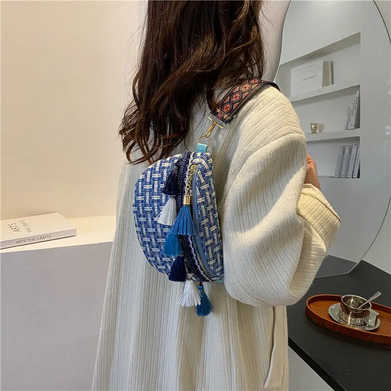 

Ethnic Chest Bag Tassel Woven Versatile Personalized Fanny Pack Shoulder Bag Messenger Bag Waist Bag Women Bags Luxury Handbags