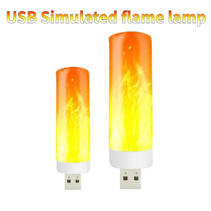 

LED USB Atmosphere Light Flame Flashing Candle Lights Book Lamp for Power Bank Camping Lighting Cigarette Lighter Effect Light