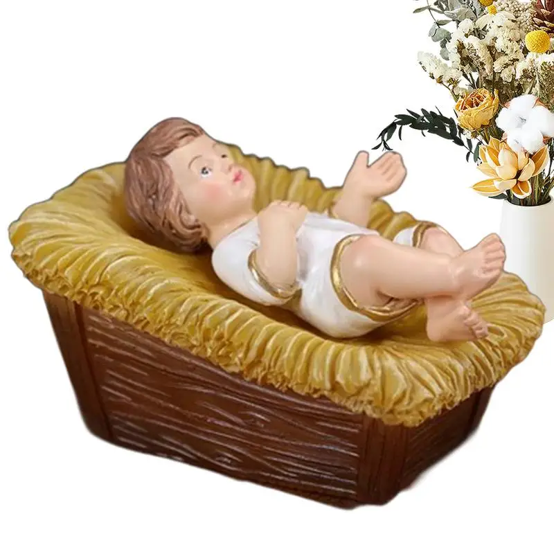 Статуя Иисуса из смолы детская фигурка Рождества с яслием религиозное
