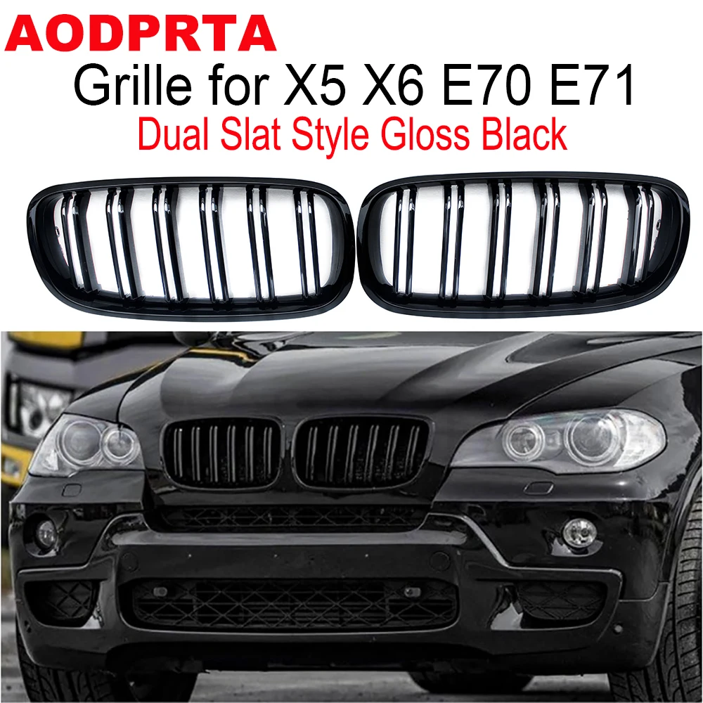 E70 E71 Решетка ABS Глянцевая черная сетка переднего бампера для BMW X5 X6 xDrive30i xDrive35i