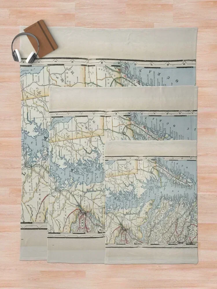 Винтажная карта Чесапаке Бух (1901) Декоративное одеяло Декоративные пледы и