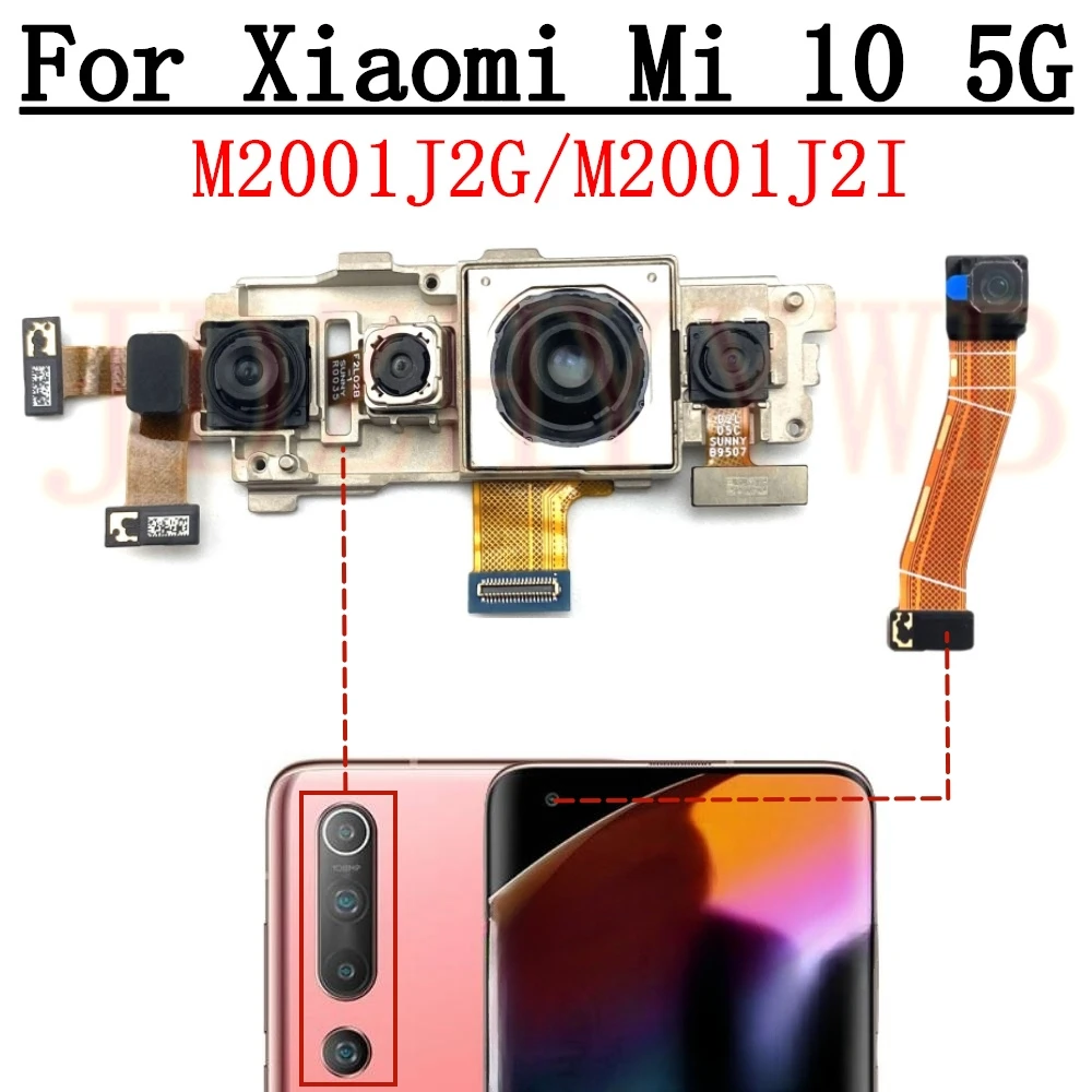 Фото Задняя передняя камера для Xiaomi Mi 10 5G M2001J2G, M2001J2I, полный комплект, широкий модуль задней камеры, замена гибкого кабеля №1