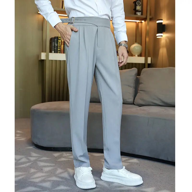 

Men 2022 Spring Autumn New Clothing Solid Color Dress Pants Man Straight Suit Pants Male Business Casual Work Trousers A247