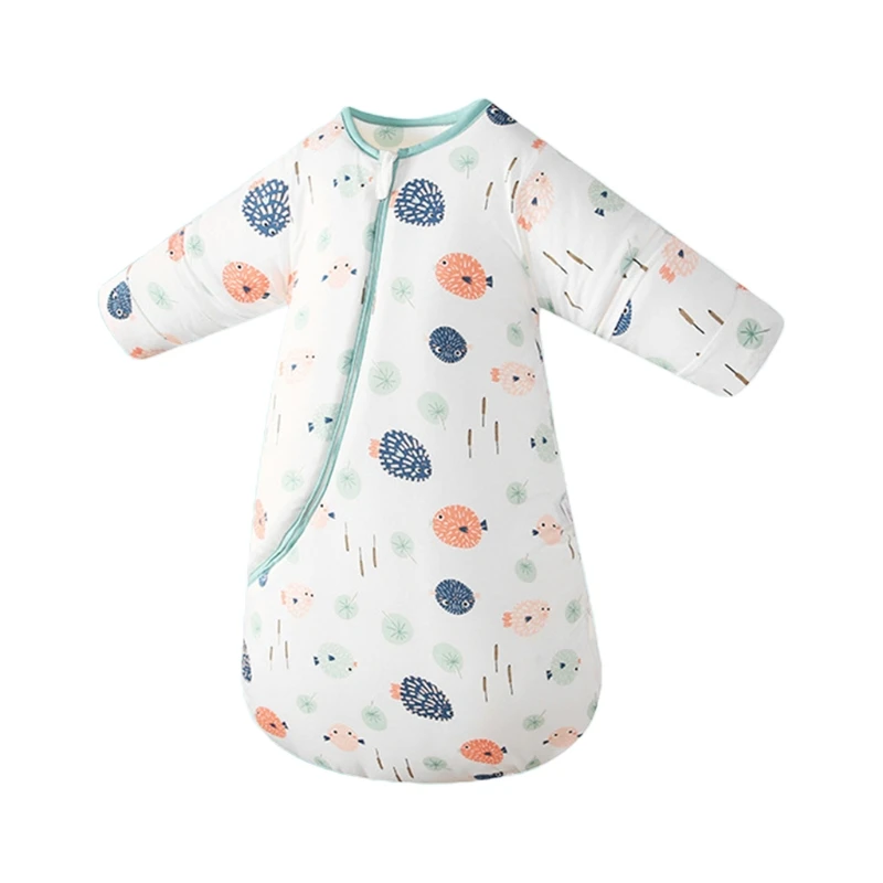 

Baby Mushroom Sleeping Bag with Detachable Long Sleeves Autumn Winter Thick Warm Wearable Blanket Cotton Sleepwear