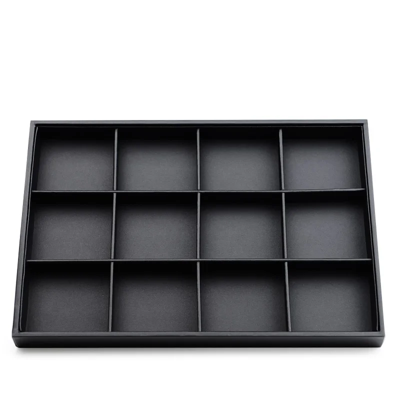 Oirlv PU Leather Black Tray for Necklace Bracelet Ring Earrings Jewelry Organizer Jewelry Tray Display Props Photo Shoots