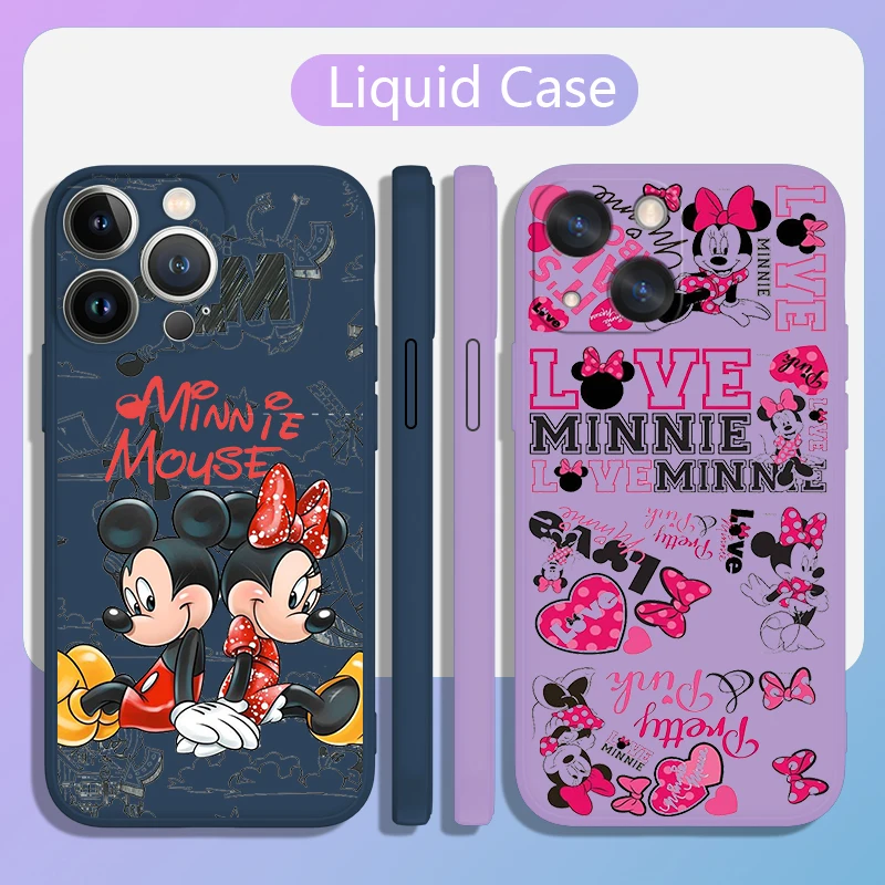 

Mickey mouse couple cute Phone Case For Apple iPhone 14 13 12 Mini 11 Pro XS MAX XR X 8 7 6S Plus Liquid Candy Color Shell Funda