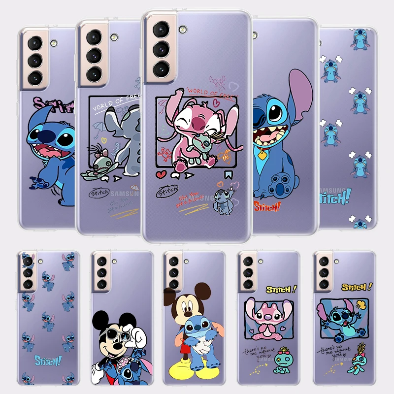 

Lilo Cartoon Disney Stitch Phone Case for Samsung Galaxy S22 S21 S20 FE Ultra S10 S9 Plus Lite Transparent Silicone Shell Fundas