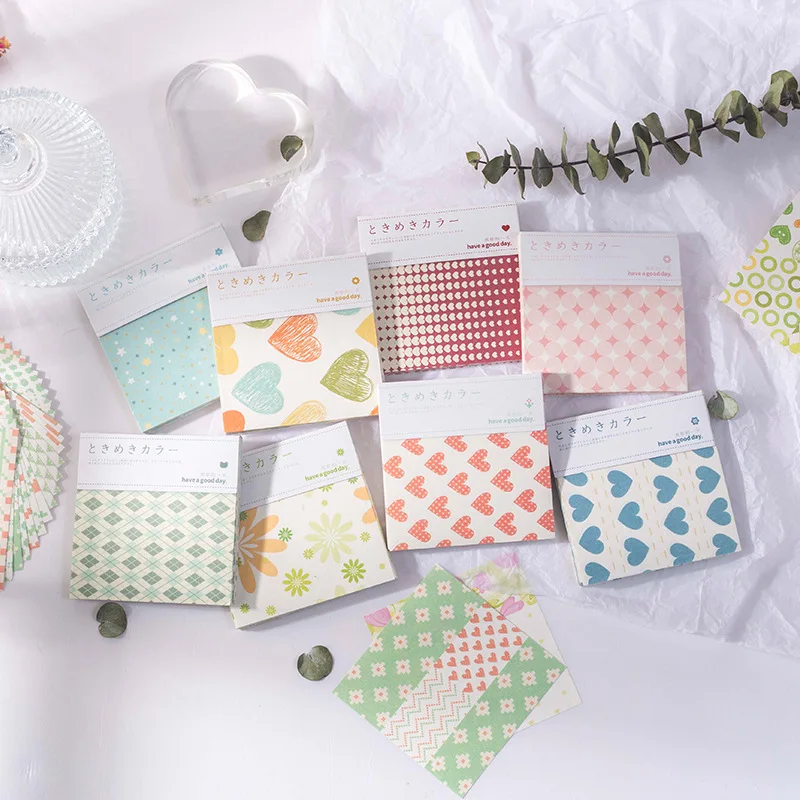 

50Pcs Romantic Heart Colored Memo Pads Material Paper Planner Junk Journal Scrapbook Decorative Kawaii Stationery Sticky Notes