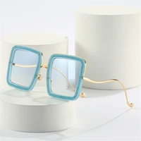 uv400 cool diamond crystal eyewear women square sunglasses shades sun glasses