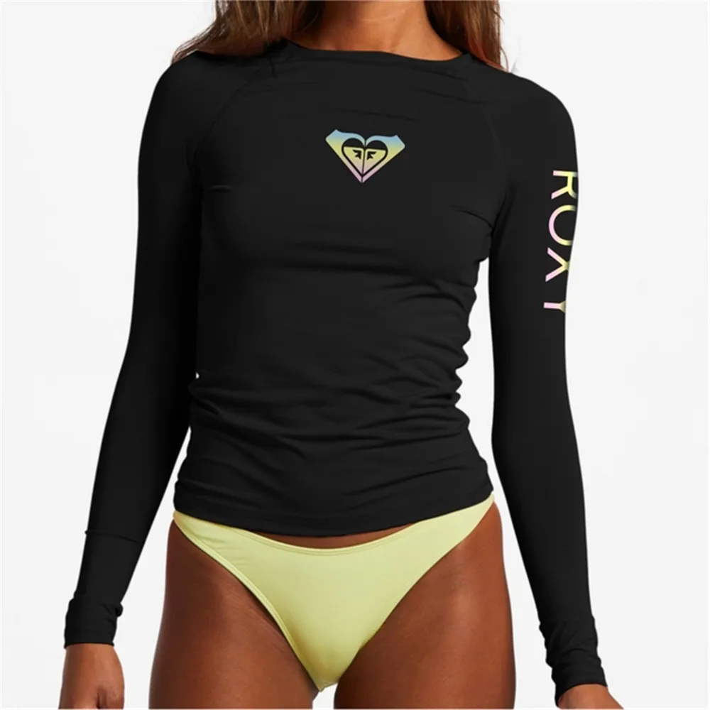 

Rash Guard Women Printed Long Sleeve UV Sun Protection Float Suit Surf T Shirts Skin Dive Top Beach Swimwear Surfing Clothes