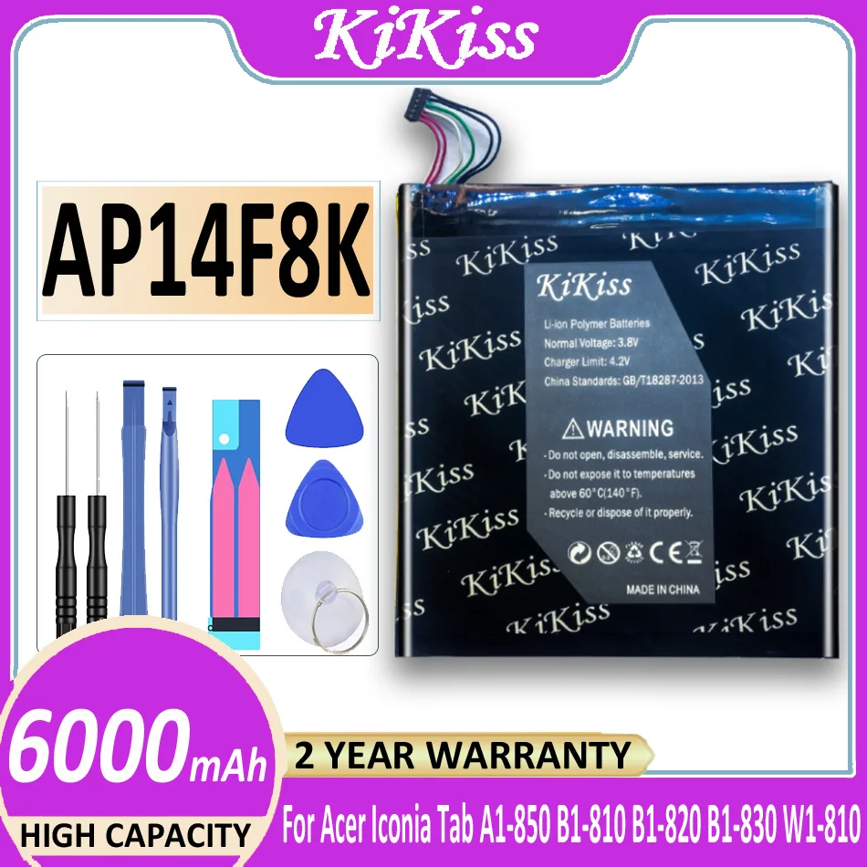 

Original KiKiss Battery 6000mAh AP14F8K Battery For Acer Iconia Tab A1-850 B1-810 B1-820 B1-830 W1-810 Batterij + Track NO