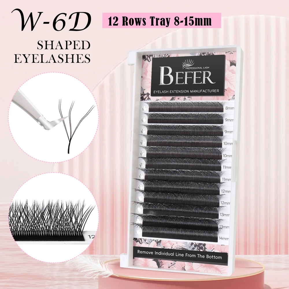 Черные накладные ресницы премиум-класса W-6D W-образной формы для ручного